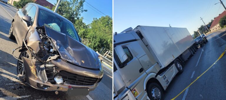 ACCIDENT: Un Porsche Cayenne a intrat sub un TIR la Simeria, pe DN7. O persoană a fost rănită