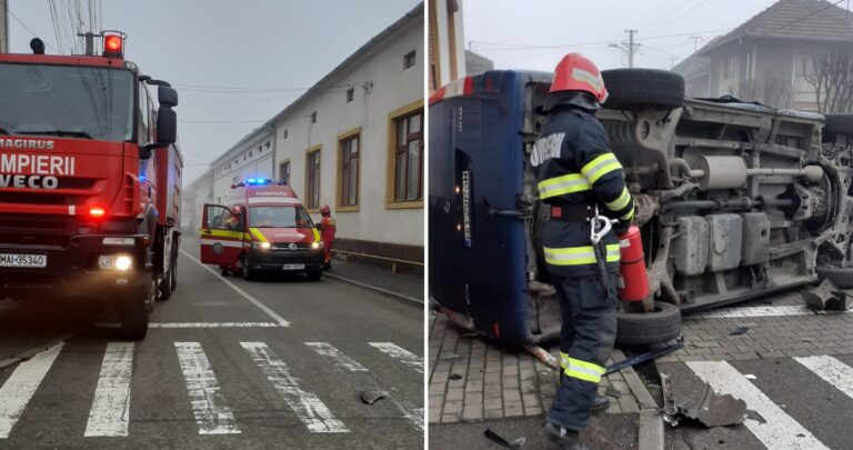 ACCIDENT la Orăştie: Două autoutilitare s-au ciocnit, o fetiţă de nouă ani transportată la spitalul din Deva