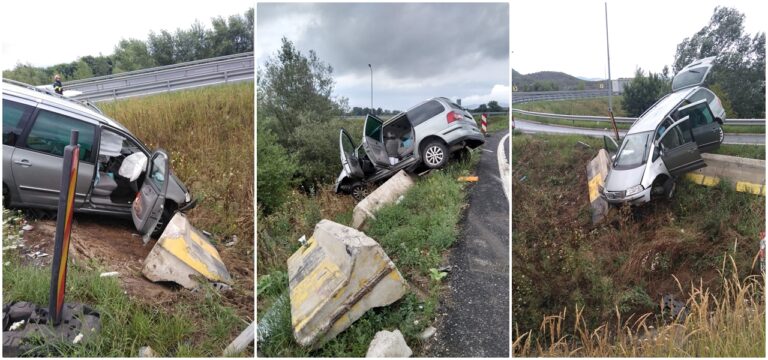 ACCIDENT cu un SHARAN pe autostrada A1, la Simeria, pe breteaua de coborâre. Trafic îngreunat