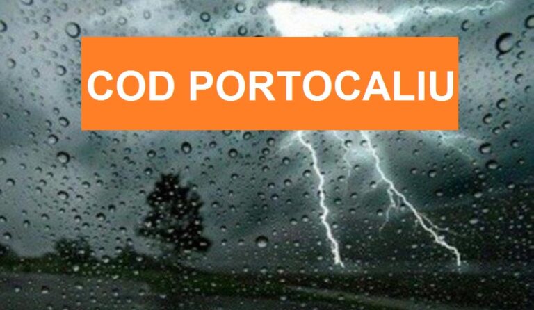 Avertizare COD PORTOCALIU în zona Haţeg: averse torenţiale şi descărcări electrice