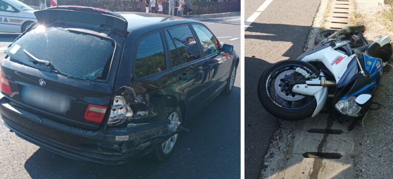 Accident cu două autoturisme şi o motocicletă, lângă municipiul Brad