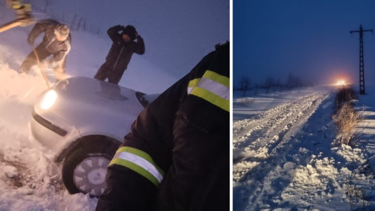PRIMA NINSOARE: Autoturism BLOCAT ÎN ZĂPADĂ, în Ținutul Pădurenilor. Au intervenit pompierii