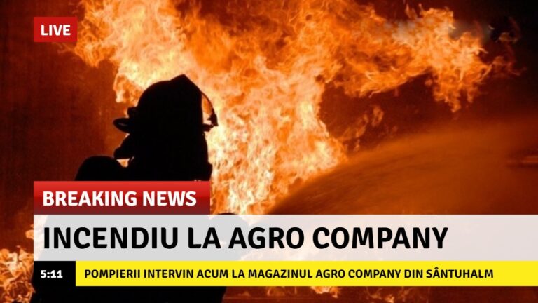 Marți, ora 5 dimineața: INCENDIU PUTERNIC la magazinul Agro Company din Sântuhalm. Intervin pompierii din 4 orașe