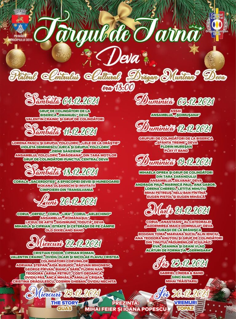Târgul de Iarnă de la Deva se deschide sâmbătă, 4 decembrie