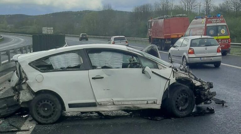 ACCIDENT pe autostrada A1 Lugoj-Deva, în zona Dobra, produs de o şoferiţă de 33 de ani