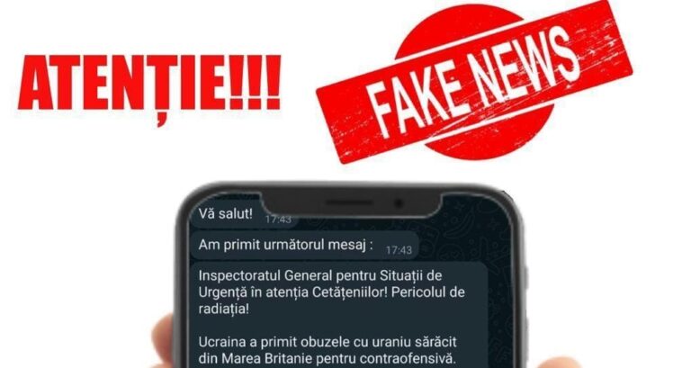 ATENŢIE: O ŞTIRE FALSĂ despre CONTAMINAREA RADIOACTIVĂ a României circulă pe WhatsApp. IGSU dezminte acest fake news