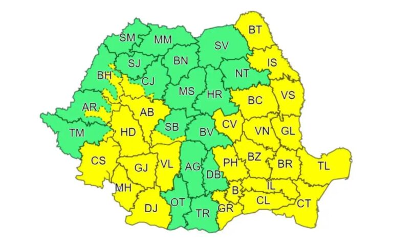 Cod galben de FURTUNI în județul Hunedoara și o mare parte din țară: ploi, descărcări electrice și vijelii