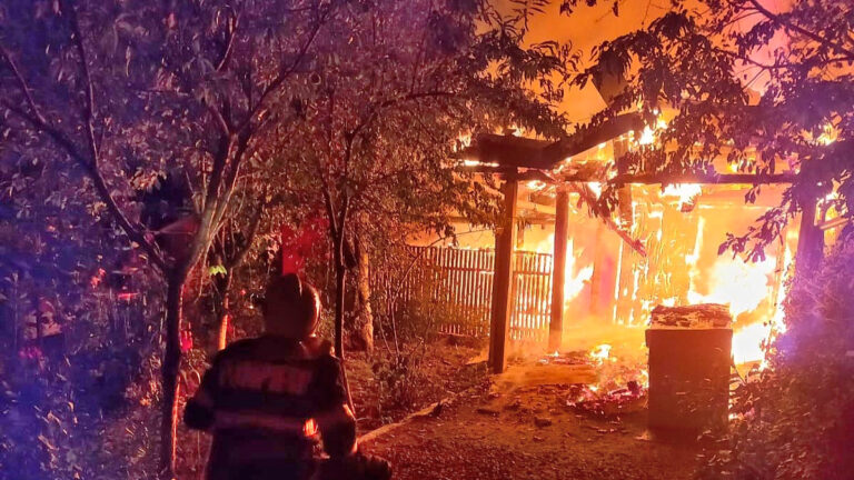 INCENDIU la Zdrapți, comuna Crișcior.  Pompierii s-au luptat trei ore cu flăcările